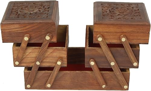 Miniatura 6 de Caja de joyería de madera para niñas mujeres Organizador, almacenamiento, caja de exhibición, para regalos de cumpleaños para mamá