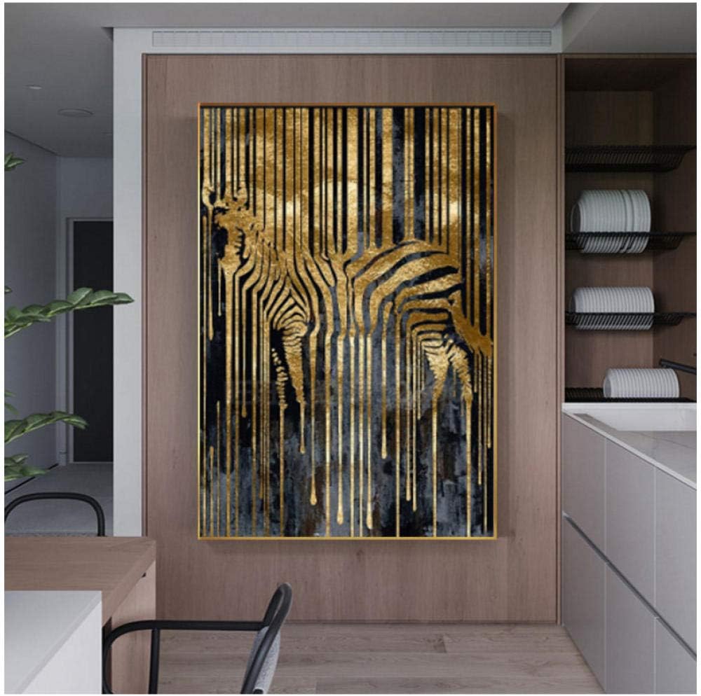 wekeke Modern Nordic Abstract Posters And Prints Gold And Black Art Canvas Painting Wall Pictures For Living Room Decor-60X80Cm No Frame