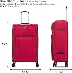 American Traveller Spinner Luggage Suitcase - Soft Side Luggages - Multiple Color Options and Sizes (Red, 20")