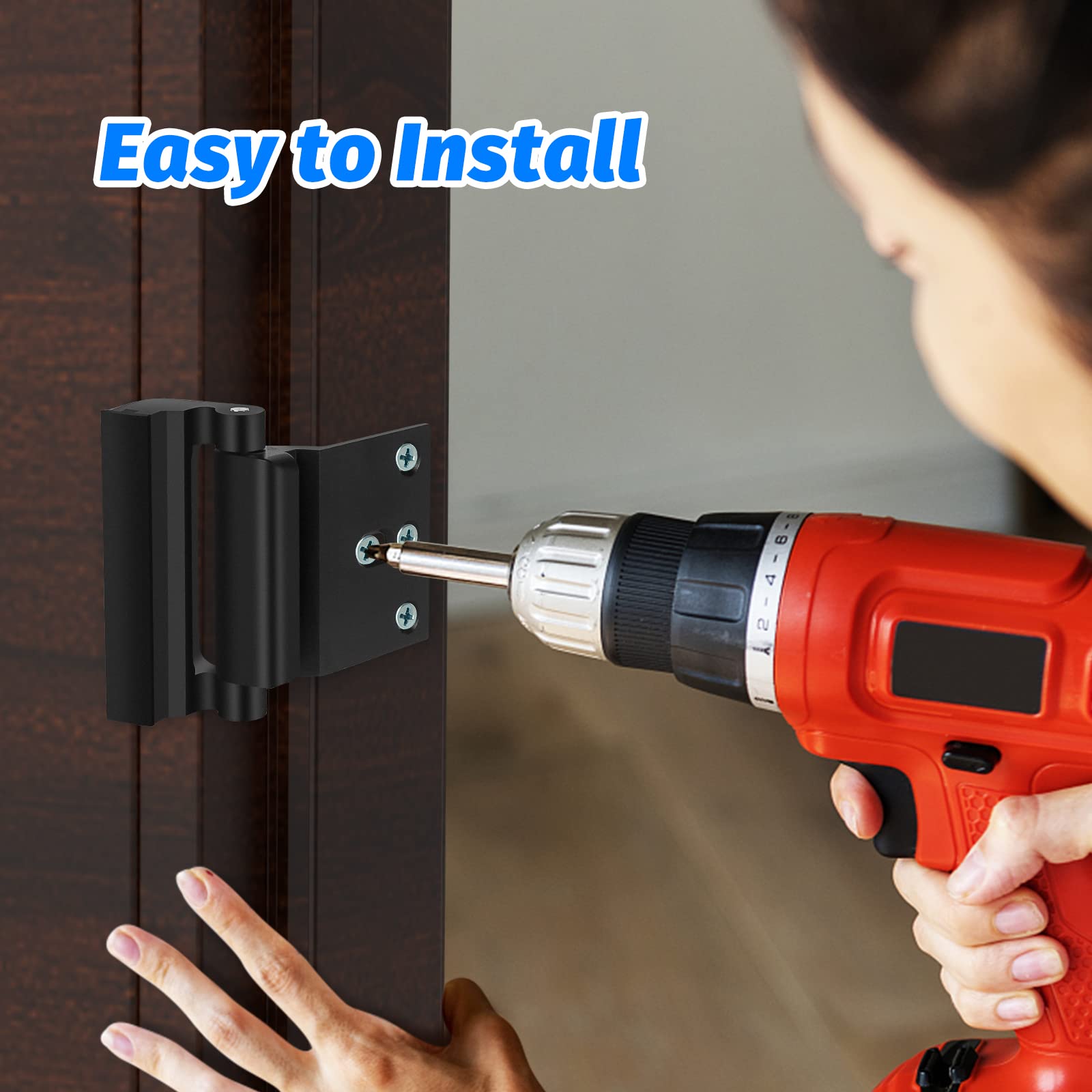 Cerradura de puerta de seguridad para el hogar, cerradura de refuerzo de puerta a prueba de niños con 8 tornillos, tope de 3 pulgadas, soporta 800 libras para puerta oscilante hacia adentro,
