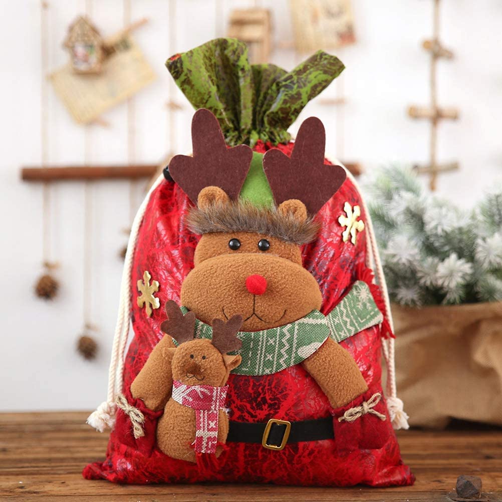 ADITAM Mignon Elk Cadeau Sac en Tissu Sac à Bonbons Enfants Sac à Cordon Pochette Cadeau réutilisable friandises Sac de Rangement 34 * 55 cm Double The Comfort