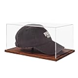 Hat Display Case, No Assembly Required Clear Acrylic Baseball Cap Stand, UV Protection Signed Hat Transparent Showcase, Cap Display Box with Solid Wood Base Risers & Hat Shaper