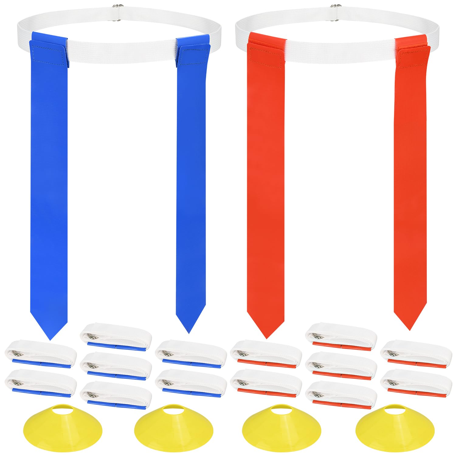 DkOvn Flag Football Set, 8/10/14/28pcs Flag Football Belts with Flags, Easy Tear Away Belt for Youths, Adults Players of Flag Football(14pcs flag)
