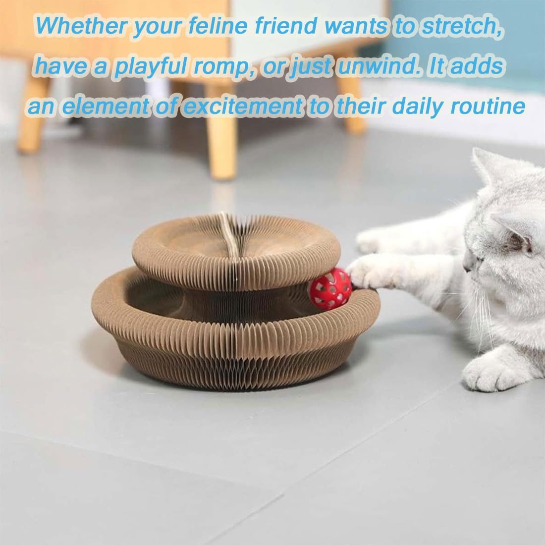 Balle pour chat, griffoir flexible pour chat avec clochette, jouet magique pour chat, jouet pliable avec balles, exercice physique mental interactif pour animaux de compagnie (2 pièces)