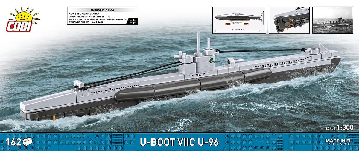 COBI Collezione Storica U-Boat VIIC U-96, Seconda Guerra Mondiale, 162 Pezzi