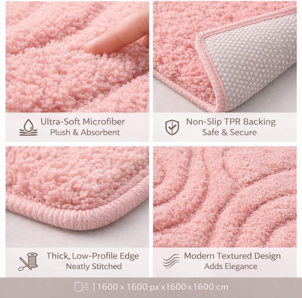 Soft and Plush Bathmats Set for Bathroom Includes Toilet Mats and Rugs for A Cozy and Comfortable
