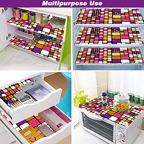Image of Waterproof PVC Refrigerator Drawer Mats /Multipurpose Mats /Fridge Mats Set of 8 Pcs (Color-Check Pink, Size-17.5X11.5 Inches)