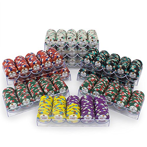 Brybelly 1,000 Ct Showdown Poker Set - 13.5g Clay Composite Chips with Acrylic Display Case for Casino Games - Thumbnail 3