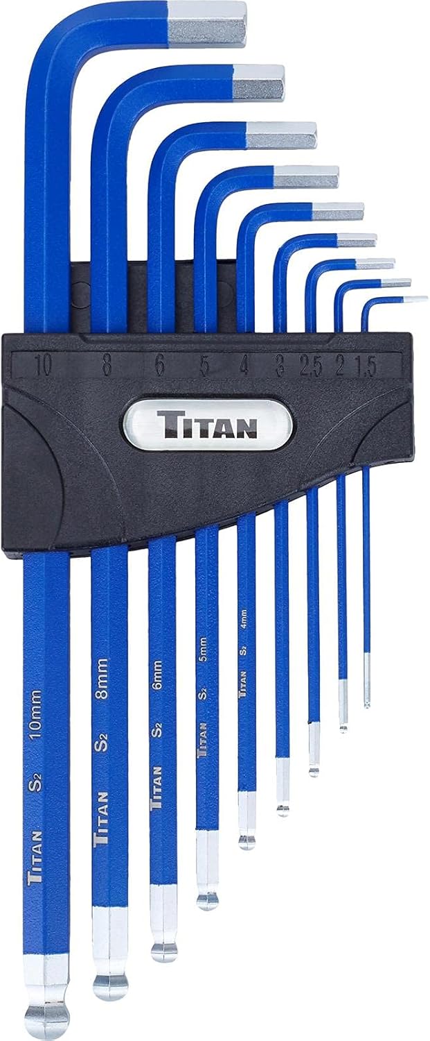 Speedway Motors Titan Tools Long Detent Ball-End Allen Hex Key Set, SAE/Metric