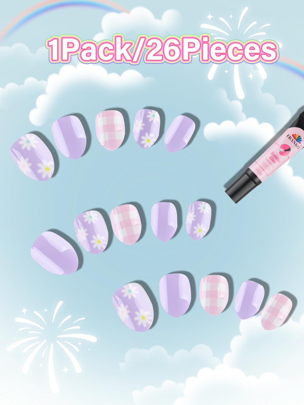 EBANKU 1 Pack Kid Fake Nail Kit - Image 3