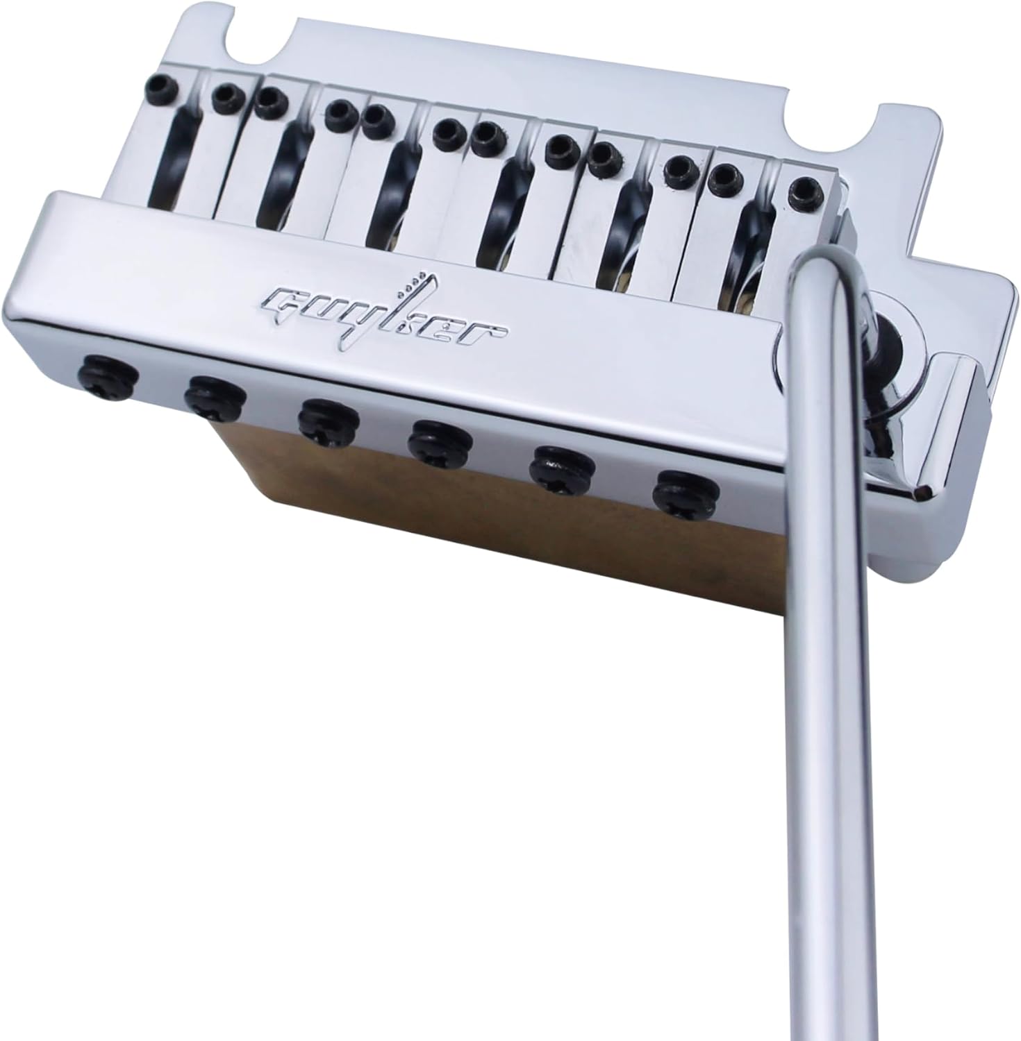 Guyker Guitar Tremolo Bridge String Spacing 10.8MM with Brass Saddle and Brass Block & Bridge Stud, Spring and Claw, Pop-In Vibrato Bar, Complete Install Kit, GG1009 Chrome