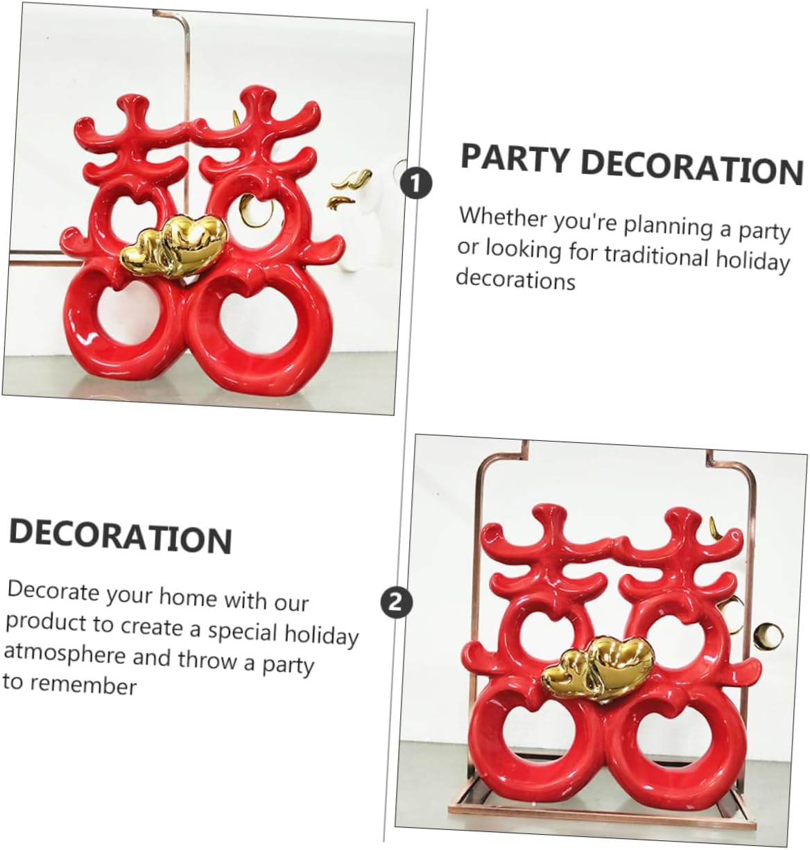 Alipis 1pc Red Chinese Character Ceramic Decorative for Home and Wedding Day Stylish Ornament for Living Room and Photo Prop Unique Idea