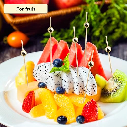 Miniatura 68 de 120 palillos de cóctel para aperitivos, palillos de cóctel para bebidas, palillos de dientes de bambú, palillos de dientes elegantes