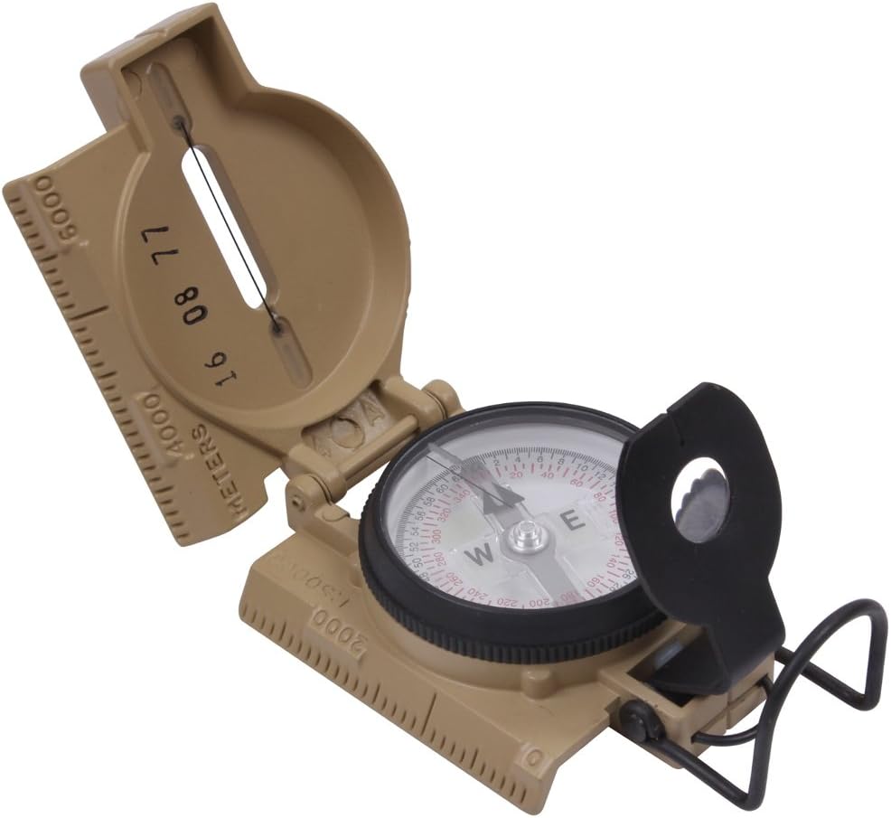 Rothco Cammenga G.I. Military Phosphorescent Lensatic Compass, Coyote Brown