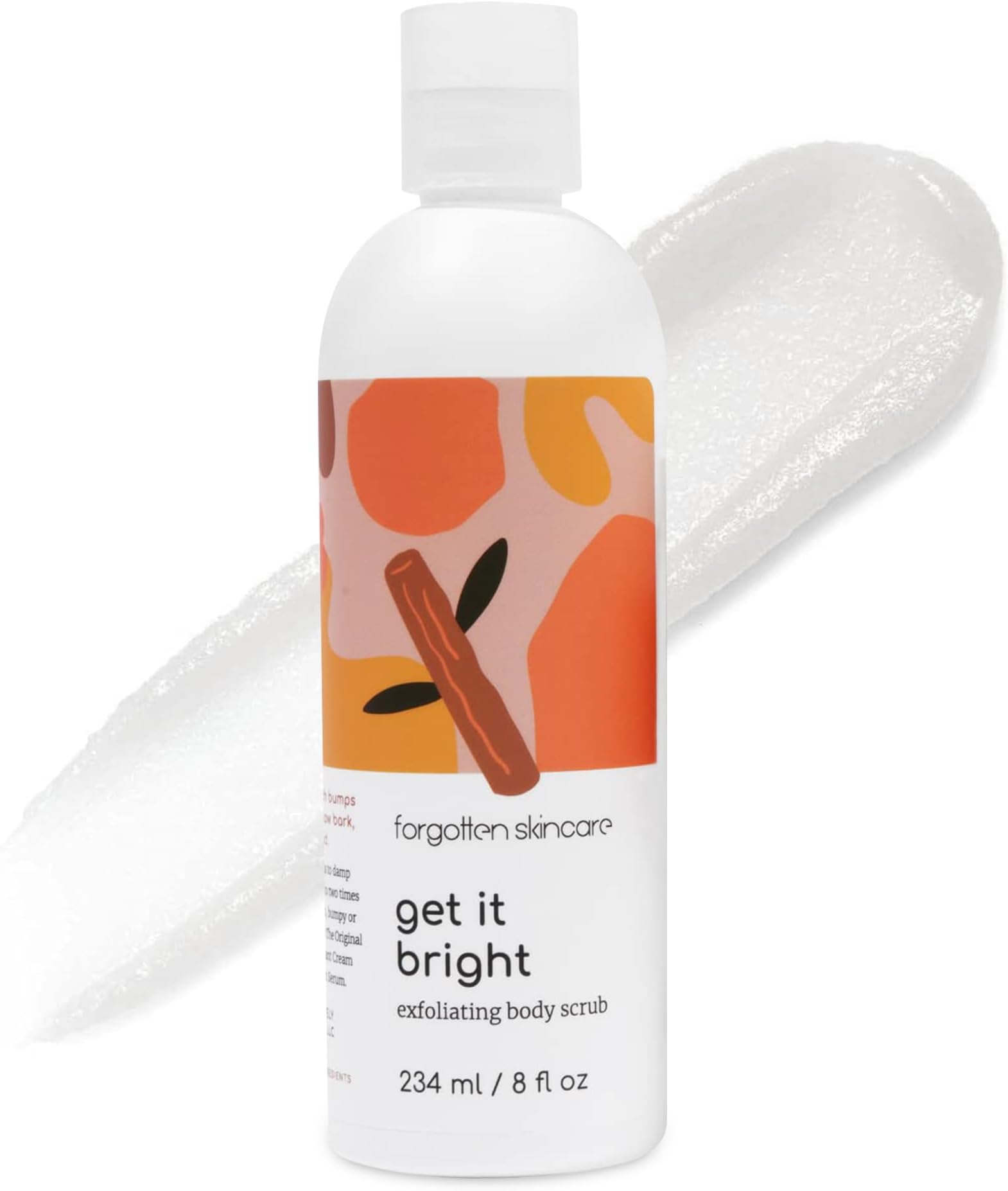 Forgotten Skincare Get It Bright Exfoliating Body Scrub for Dark Armpits, Bikini Area, and KP Bumps with Glycolic Acid, Pumice and Kaolin Clay