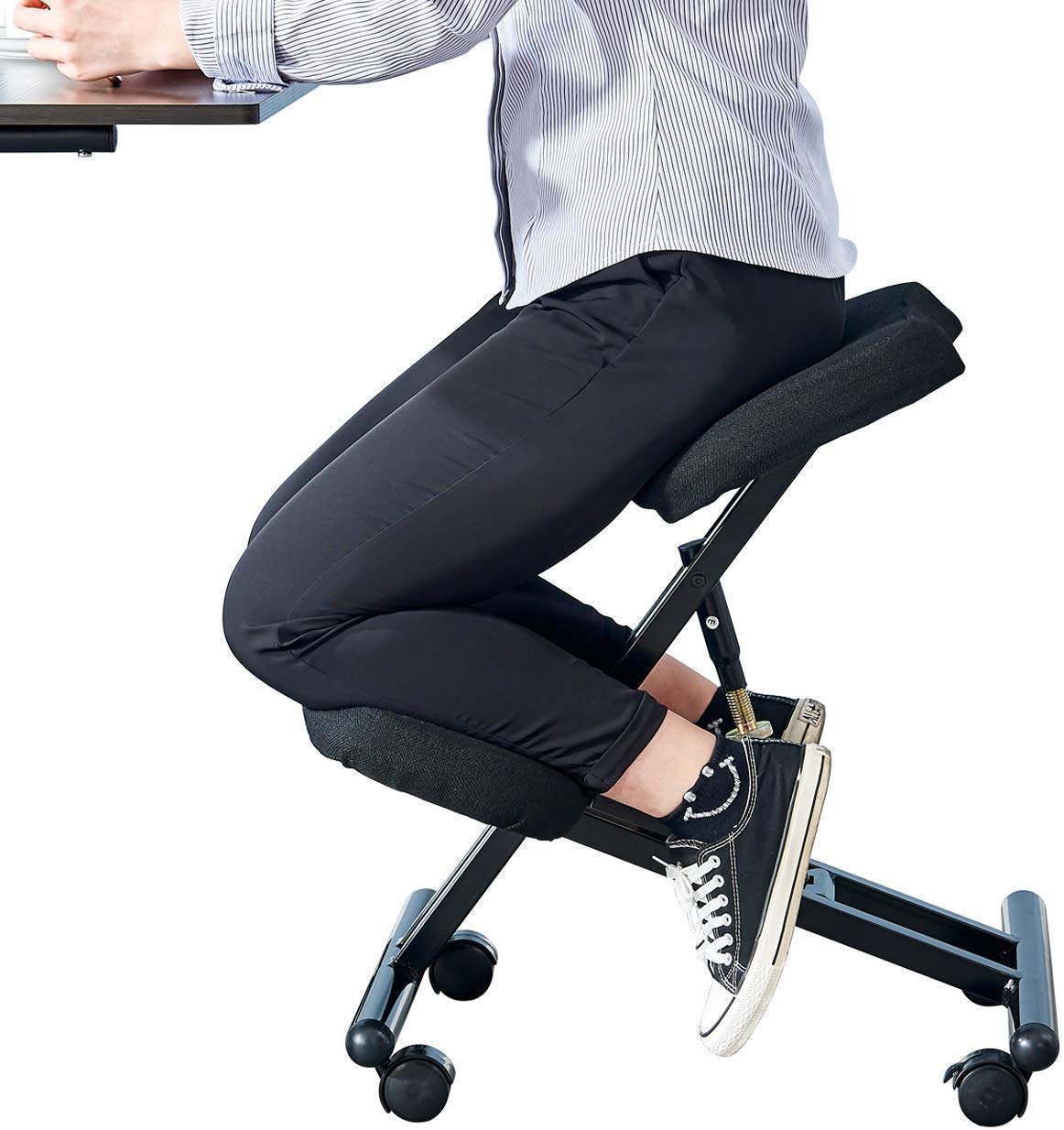 Ansley&HosHo Kneeling Chair Ergonomic Chair Kneeling Adjustable Movable Kneeling Stool Posture Stool for Gaming Writing Reading Upholstered Seat Metal Frame Desk Chair for Bedroom Student Dorm Office