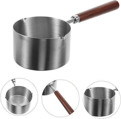 Miniatura 4 de Healeved Cacerola con boquillas de vertido de acero inoxidable antiadherente para salsa, olla de cocina, olla de aceite, calentador de mantequilla