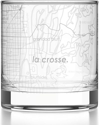 Miniatura 41 de Well Told Vaso de whisky grabado con mapa de Charleston, Carolina del Sur, vaso de rocas estilo antiguo (11 oz, transparente), vaso de whisky