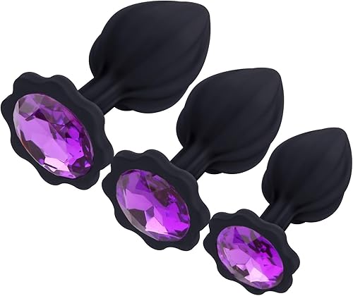 Miniatura 10 de Enchufes anales para adultos, 3 piezas Jeweley tapón de silicona para el trasero, kit de entrenamiento anal para adultos, juegos de juguetes