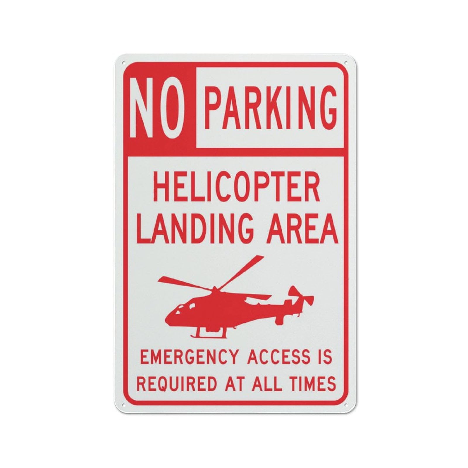 Peiyeety A06 No Parking Helicopter Landing Area Sign 12X16 Inches Tin Sign Great For Garden And Yard Wall Decor