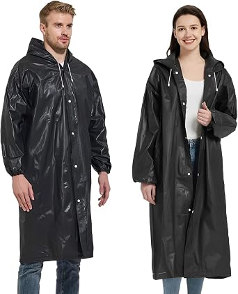 2 Pack Reusable Raincoat Rain Poncho with Hoods and Sleeves, Rain Jacket for men and women, Waterproof for Emergency, Hiking, Camping, Disney, Family festival, Outdoor