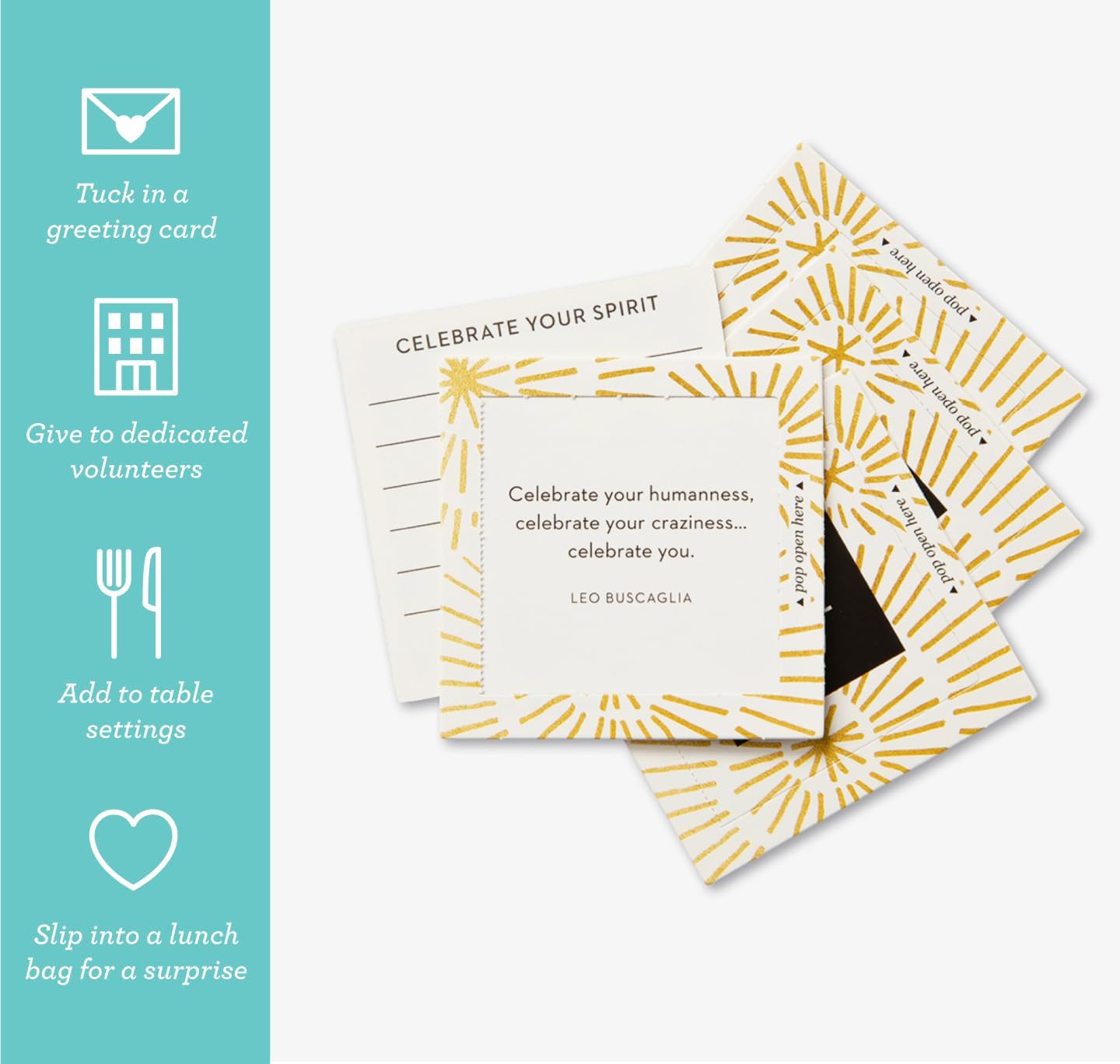Compendium ThoughtFulls Pop-Open Cards — 4-Pack of Shine, Hope, Believe, Dream — 120 Pop-Open Cards, Each with a Different Message Inside
