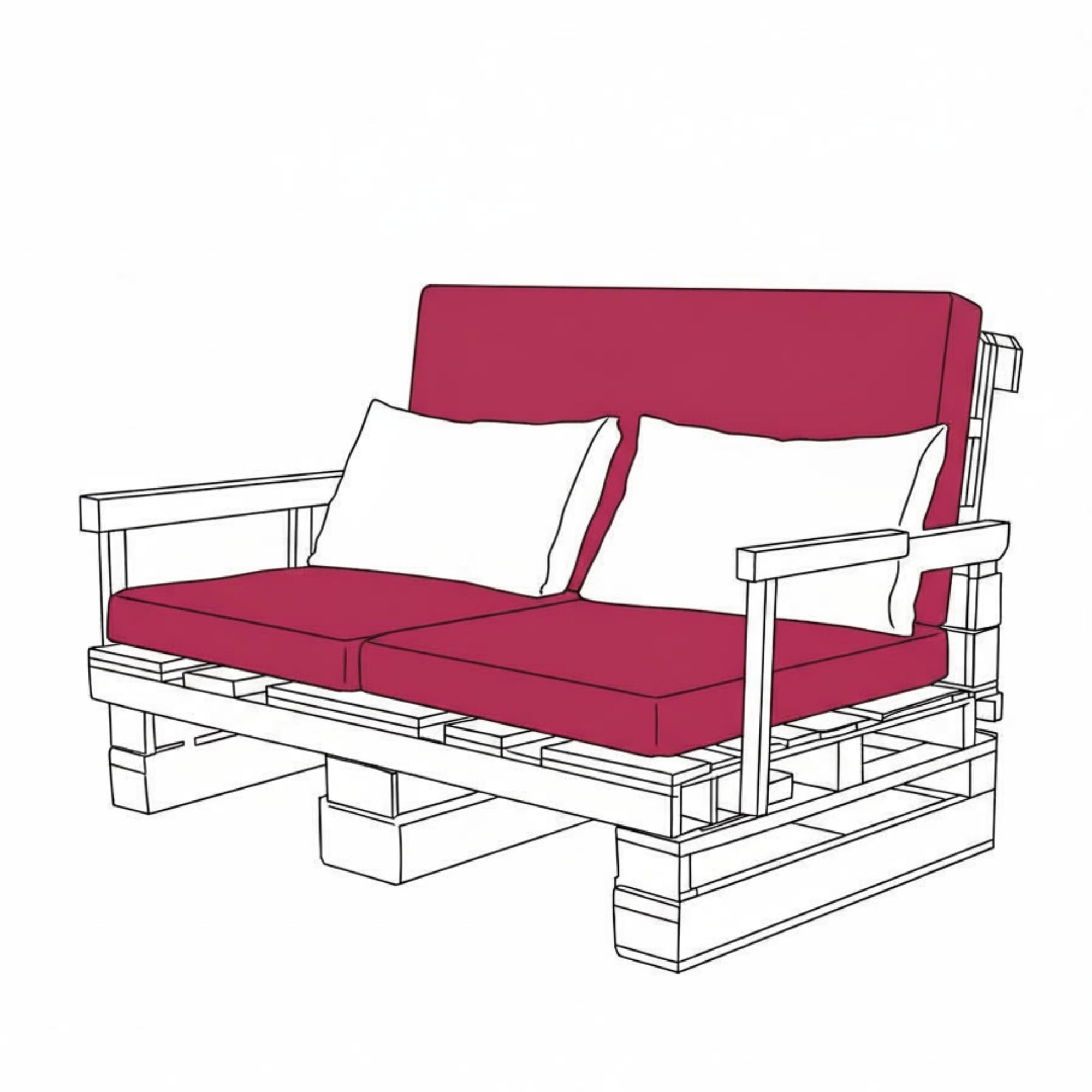 Kosiproducts Pallet Seating Pads & Back Cushions Water Resistant Soft Polyester (Cushion 56x45, Pink)