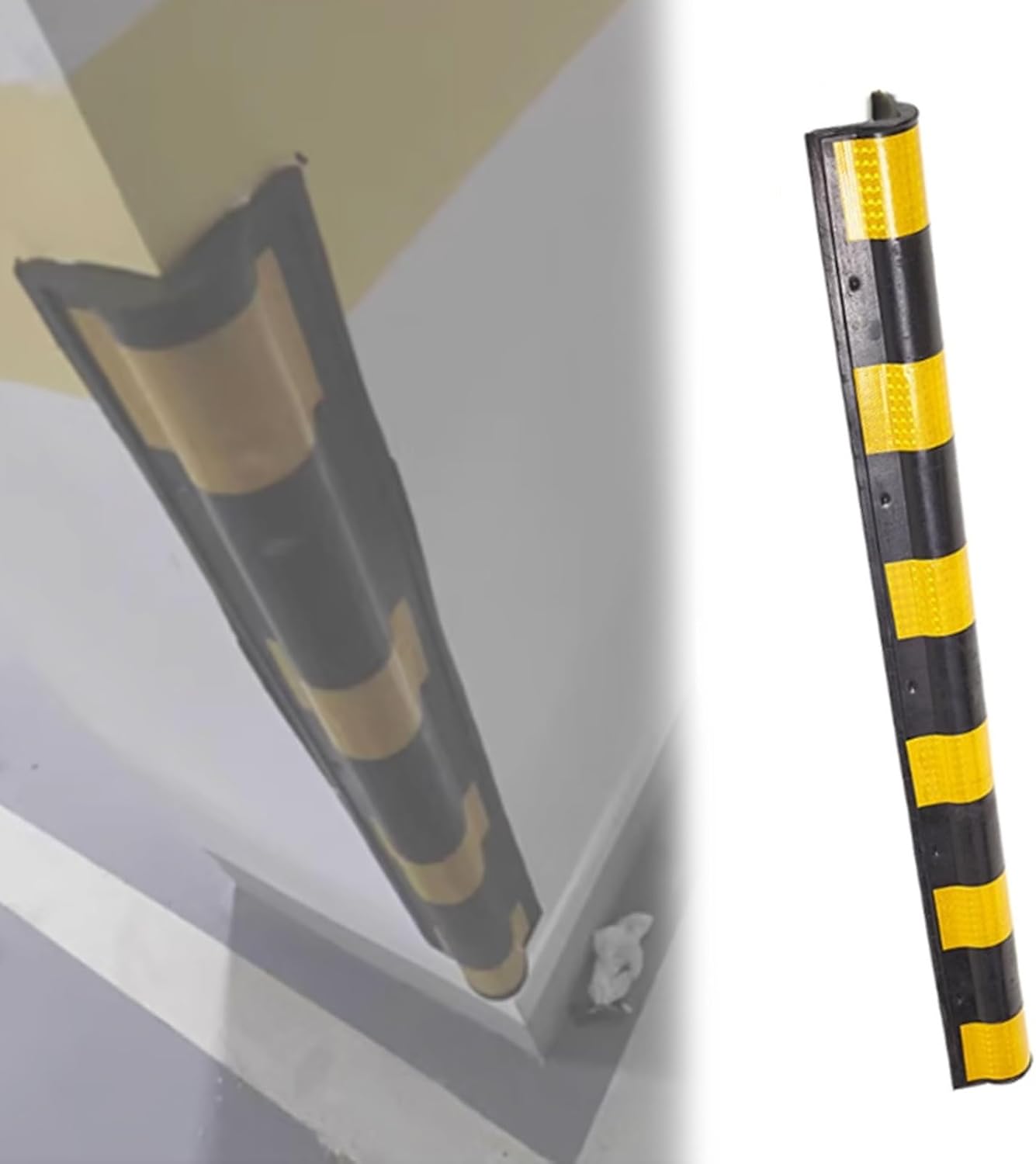 Heavy Duty Garage Wall Protector - Rubber Corner Guard for Parking, Wall Edge Safety Pad, Square Corner Bumpers with Expansion Screws (B 2.6ft x 3.8/9in) - Durable Wall Protection