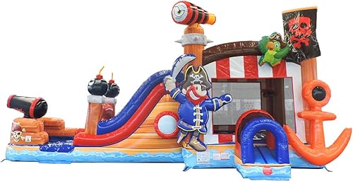 TentandTable Pirate Ship - Combo casa de rebote inflable y tobogán acuático con entrada de pared para trepar, 32 x 16 x 15.5pies, calidad comercial,