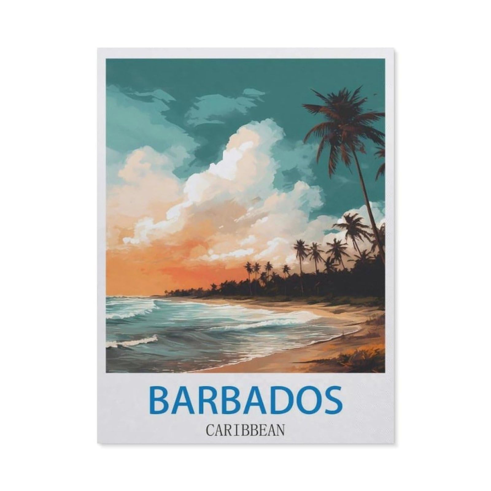 BEAYODKP DIY 5D Diamond Painting，Barbados Caribbean，Round Diamond, Used for Room Decoration（40 x 50 cm/15.74 x 19.68 inches）-CN73
