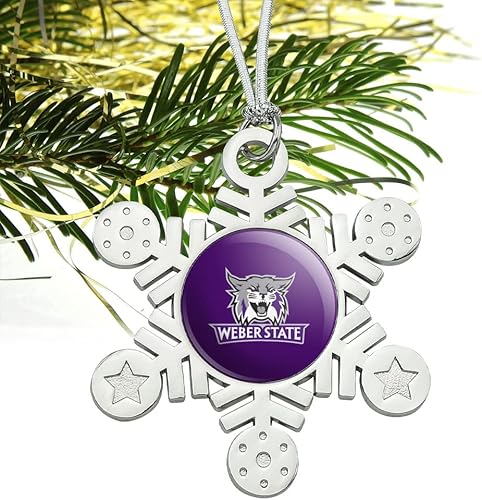 Miniatura 2 de Weber State University Primary Logo Metal copo de nieve Árbol de Navidad Adorno de vacaciones