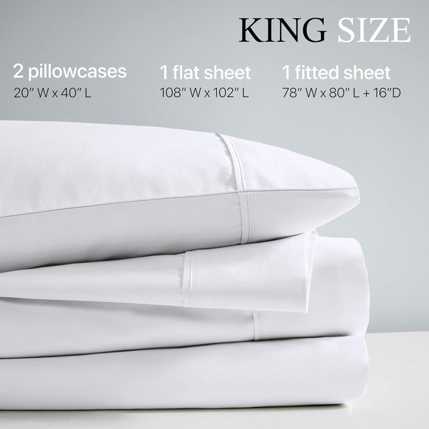 Beautyrest 1000 Thread Count, Solid Color Sheet Set, Elastic Deep Pocket, All Season, Breathable, HeiQ Smart Temperature, Soft Cotton Blend Bedding, Matching Pillowcase, King White 4 Piece
