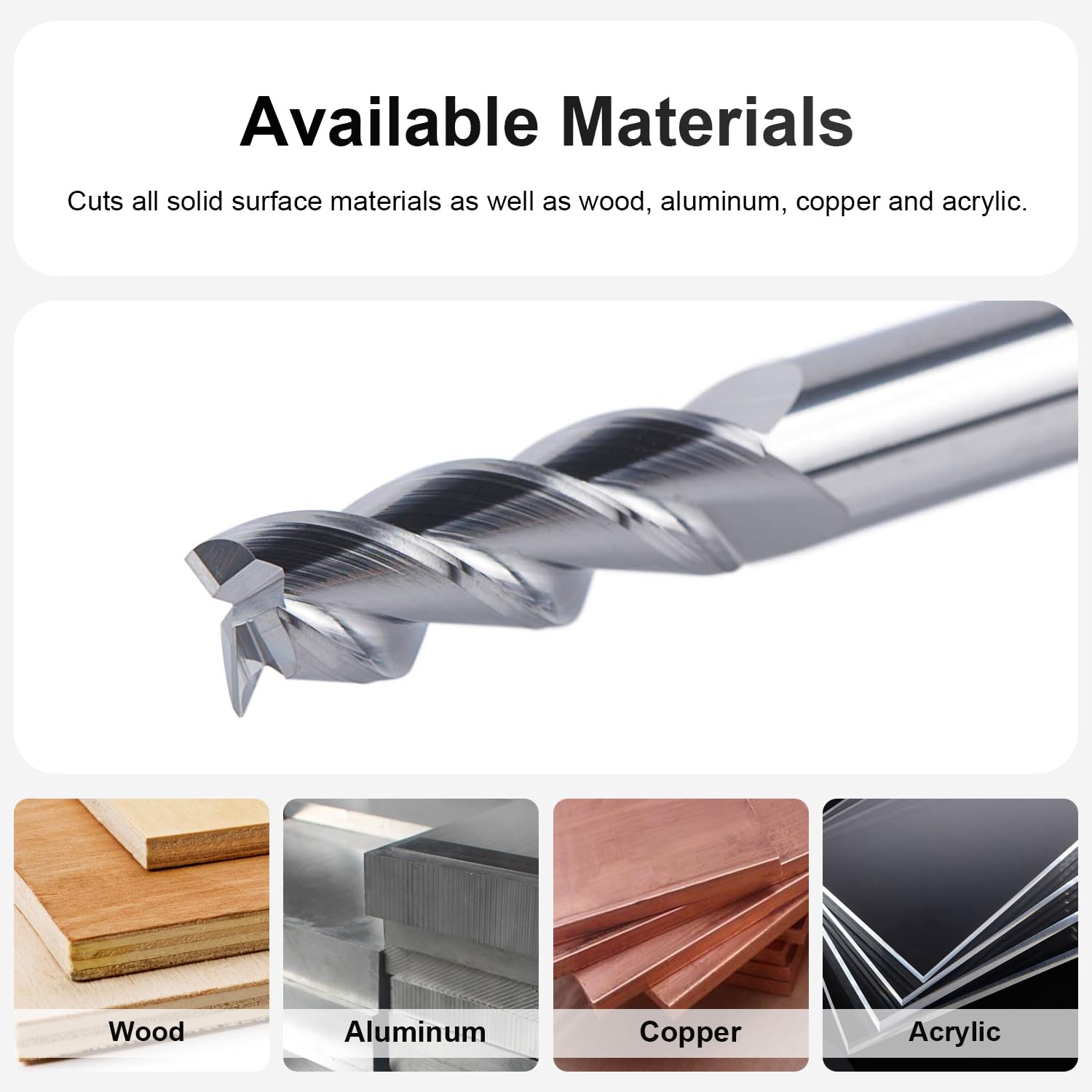 SpeTool VHM 3 Flöten Alufräser CNC Fräser mit 6 mm Schneiddurchmesser x 18 mm Schnittlänge, 6 mm Schaft Schaftfräser für Aluminium und Kunststoff