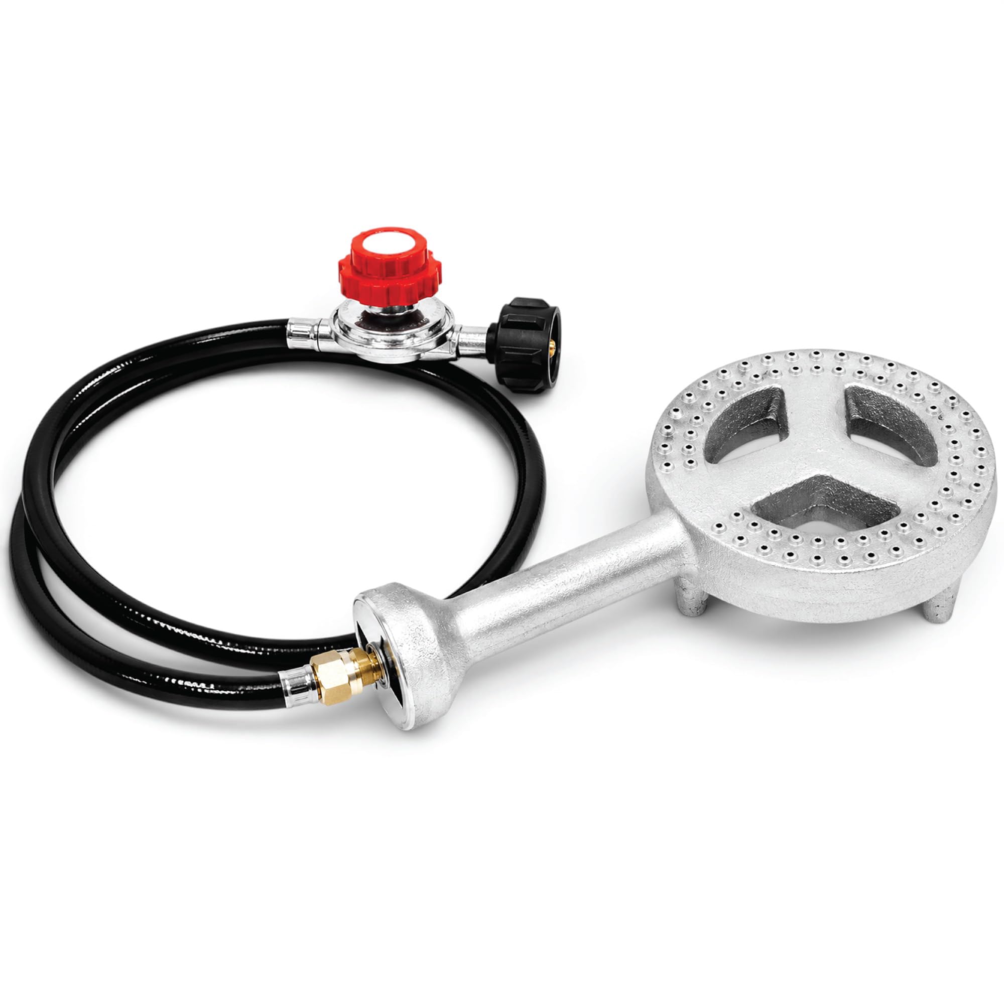 GAS ONE - Bruciatore in ghisa ad alta pressione con orifizio in ottone con regolatore ad alta pressione CSA 0-20 PSI e tubo flessibile