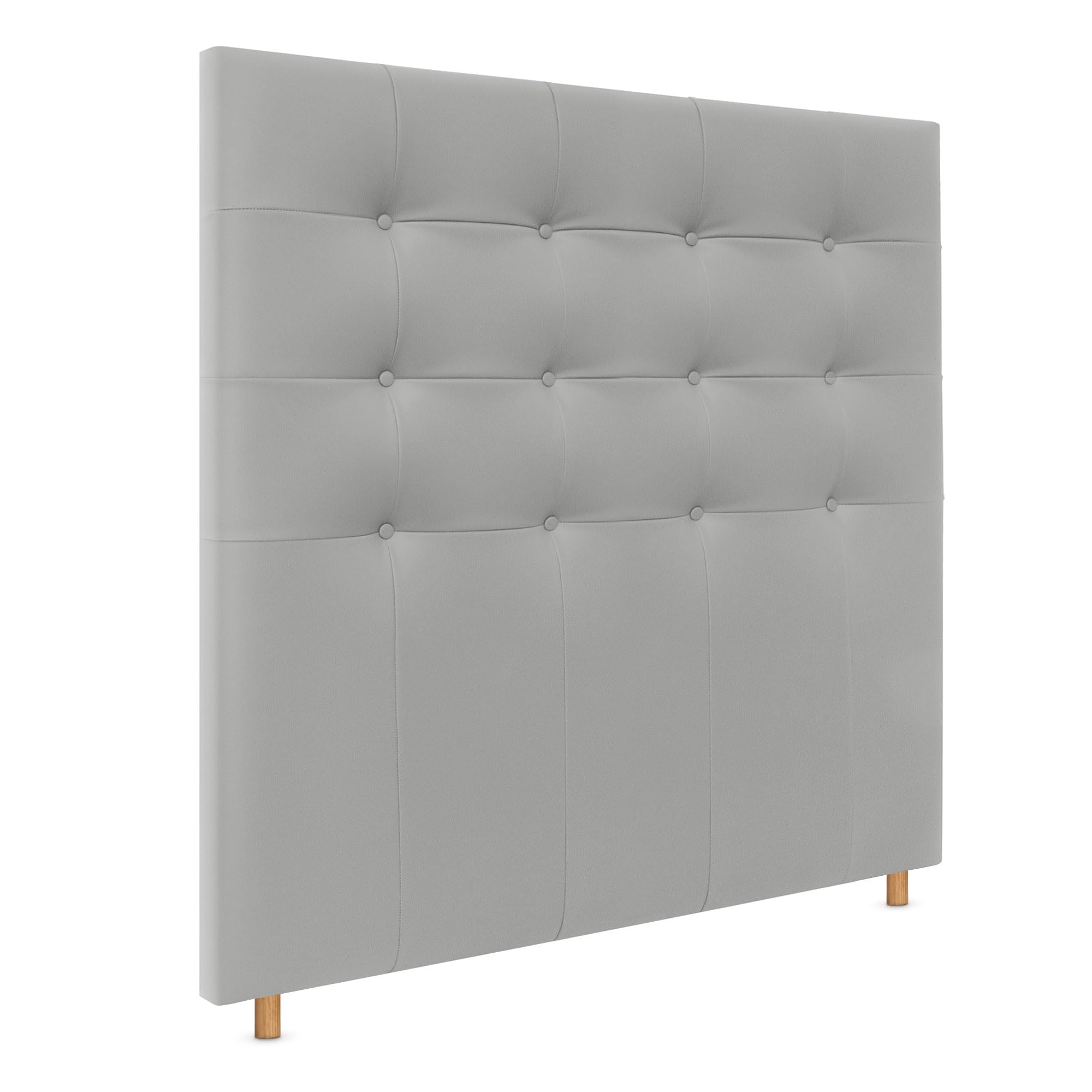 DHOME Cabecero Capitoné hasta el Suelo Cabezal 8cm tapizado ACUALINE Tela y Polipiel para Cama Dormitorio (160x120cm (150/160), Polipiel Gris Claro)