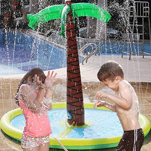 Fane Palm Tree Sprinkle and Splash Water Play Mat, Inflatable 70\'\' Water Play Spray Mat Toy Outdoor Backyard Party Sprinkler for Kids Summer Gift