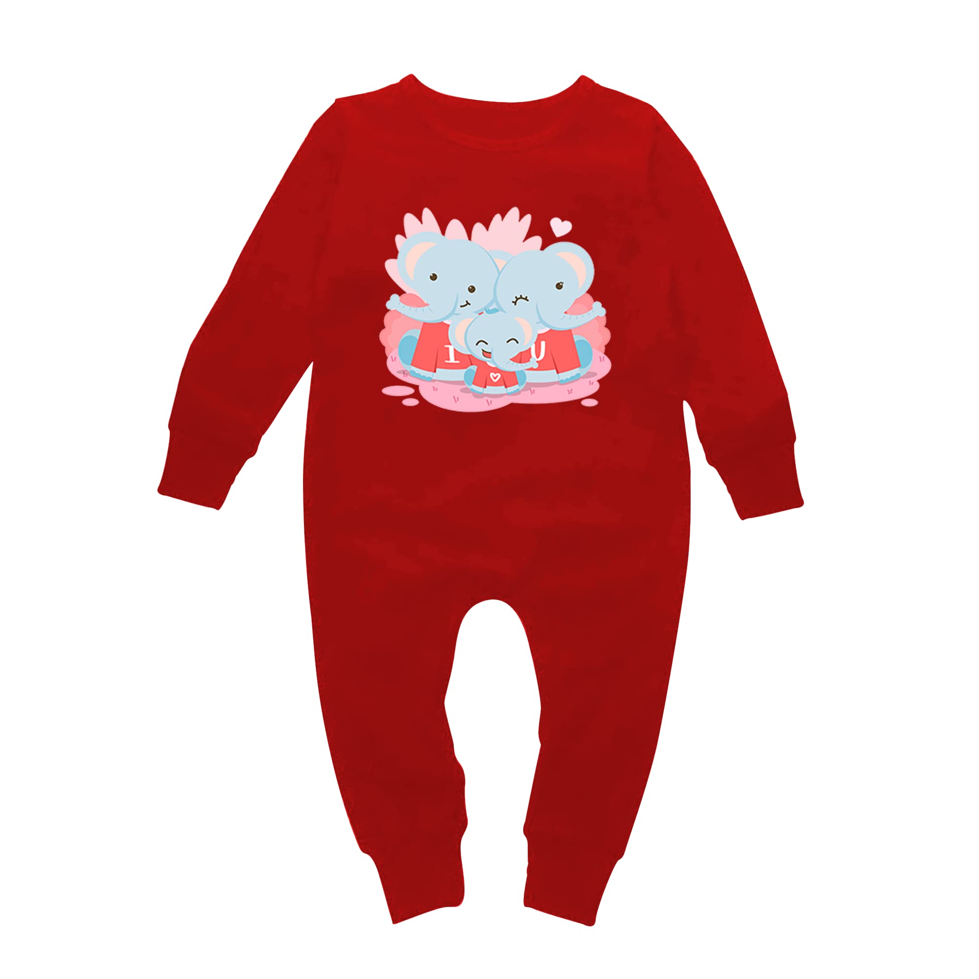 MOTT2 Valentine's Day Unisex Baby Jumpsuit - Sweet Family (Red, 3-6 Months)