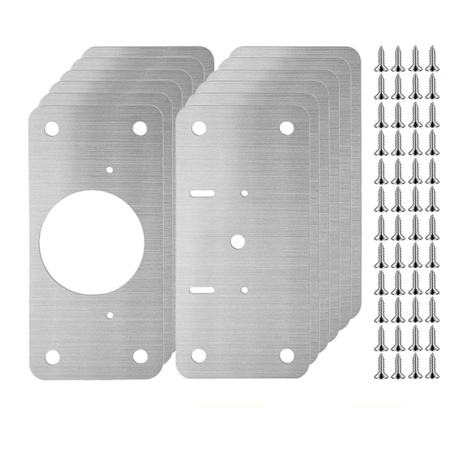 Meytxoa B- 6Sets Hinge Repair Plate Square Cabinet Hinge Repair Plates Stainless Steel Door Mounting Plate With Hole And Screws For Furniture Cupboard(B- 6Sets)