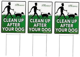 Yard Signs 3pcs Lawn Warning Signs Doggie Lawn No Pooping Dog Signs Clean up after Your Dog Signs Puppy Green Pet Plastic, Iron Scoop The Poop Dog Signs Beware of Dog Sign