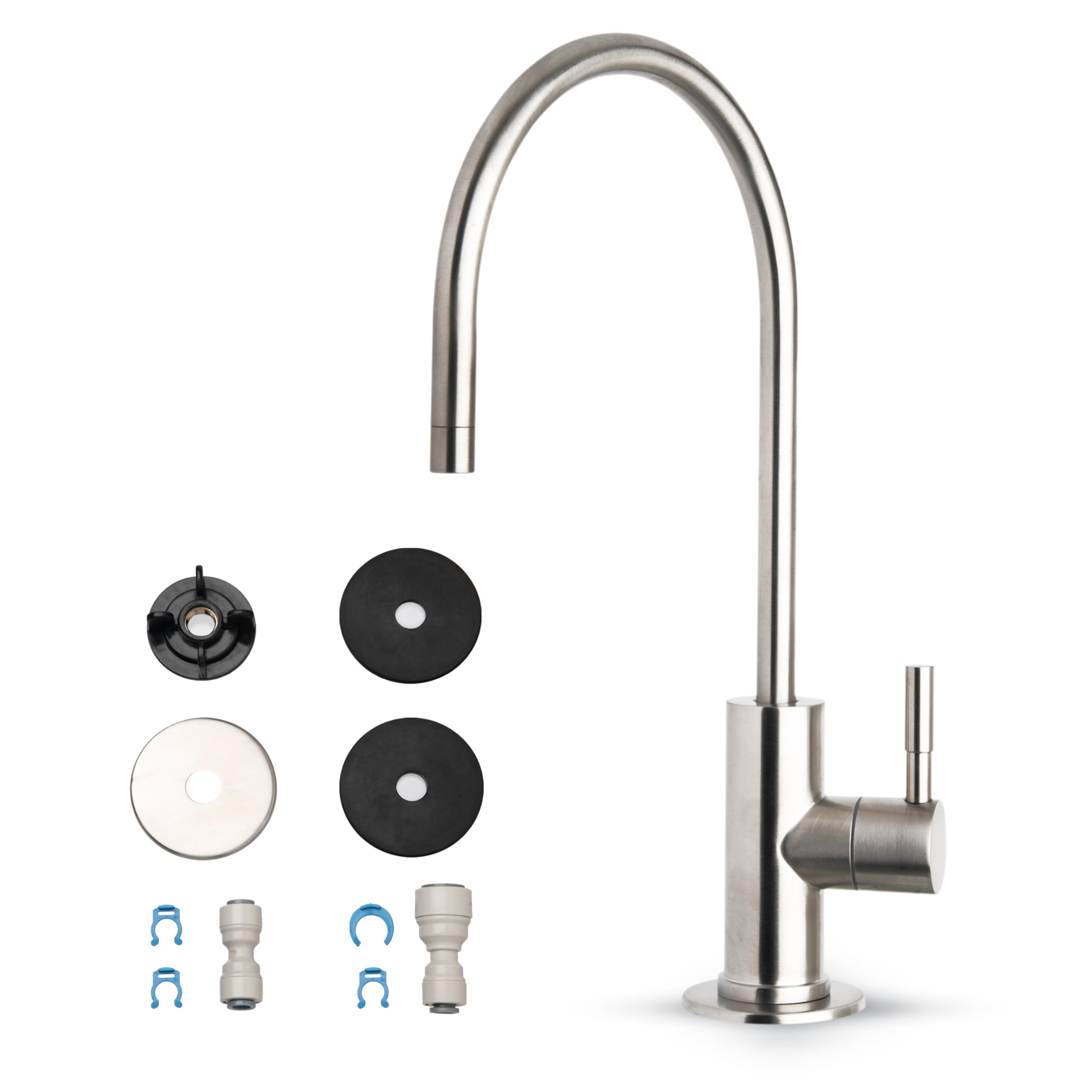 iSpring GA3-BN Drinking Water Faucet for Kitchen Sink with 3/8" Connector, Heavy Duty Lead-Free Reverse Osmosis Faucet for RO System, Non-Air Gap 100% Stainless Steel RO Faucet, Brushed Nickel Finish
