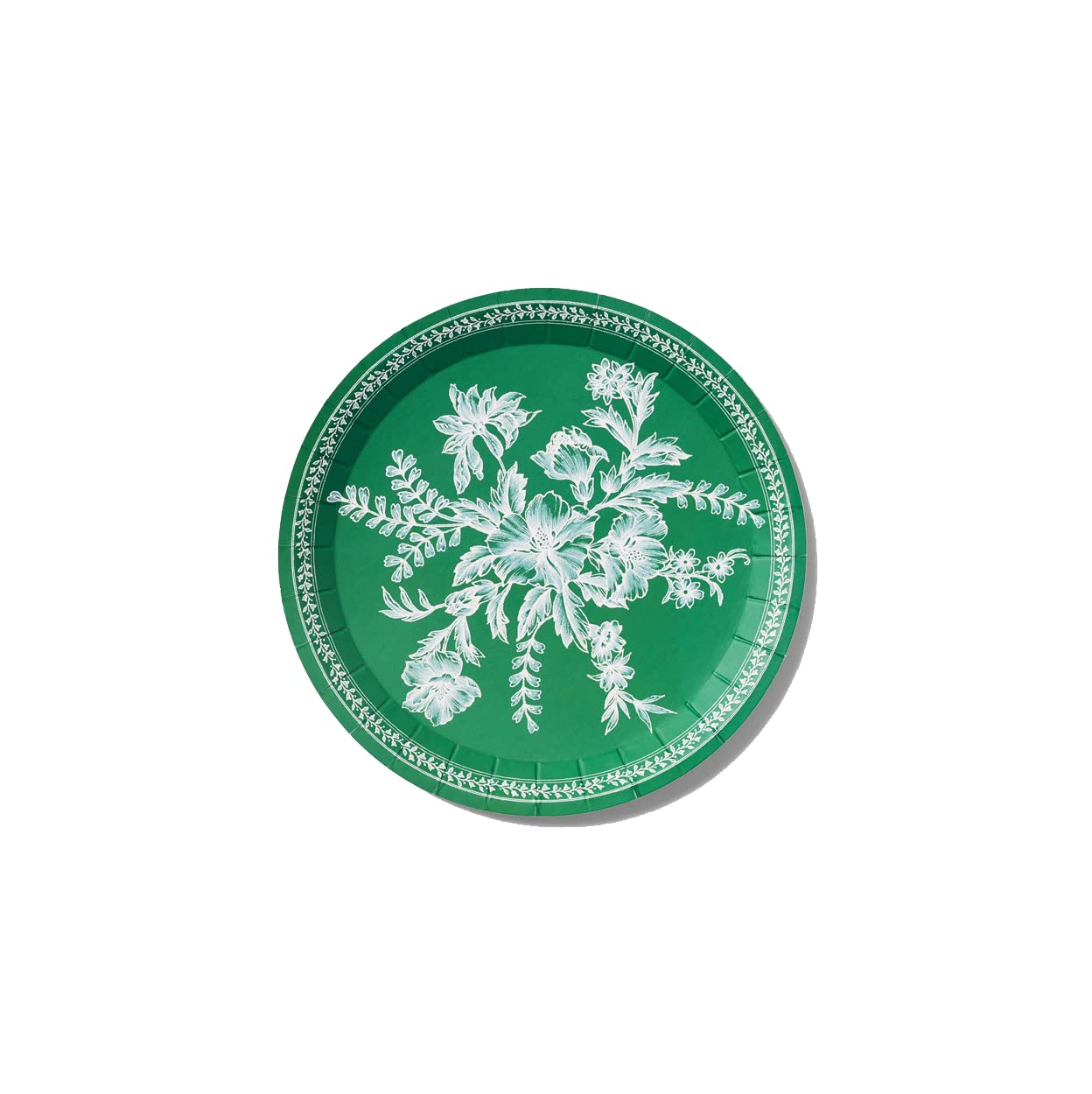 Coterie Emerald Green Floral Paper Plates (Set of 10 Small plates) - Party Plates For Bridal and Baby Shower, Garden Party, Birthday Party - Green