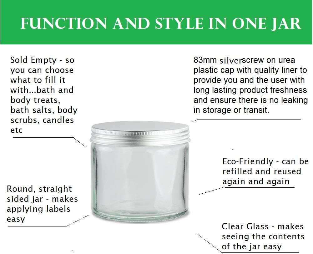 Elegant and Durable 250ml Large Clear Glass Jars with Airtight Silver Lids, Perfect for Candlemaking Storage - Image 5