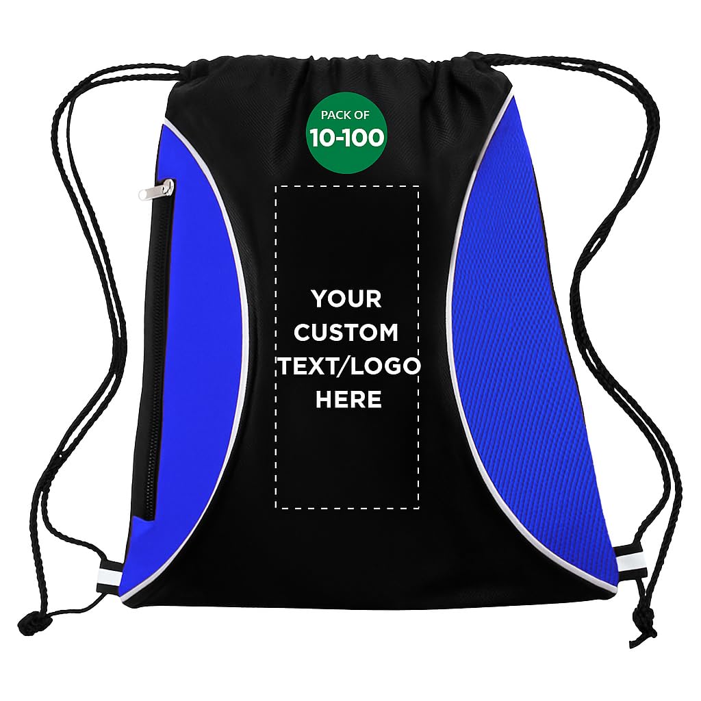 DISCOUNT PROMOS Custom Non-Woven Drawstring Backpacks Set of 10/50/100, Personalized Bulk Pack