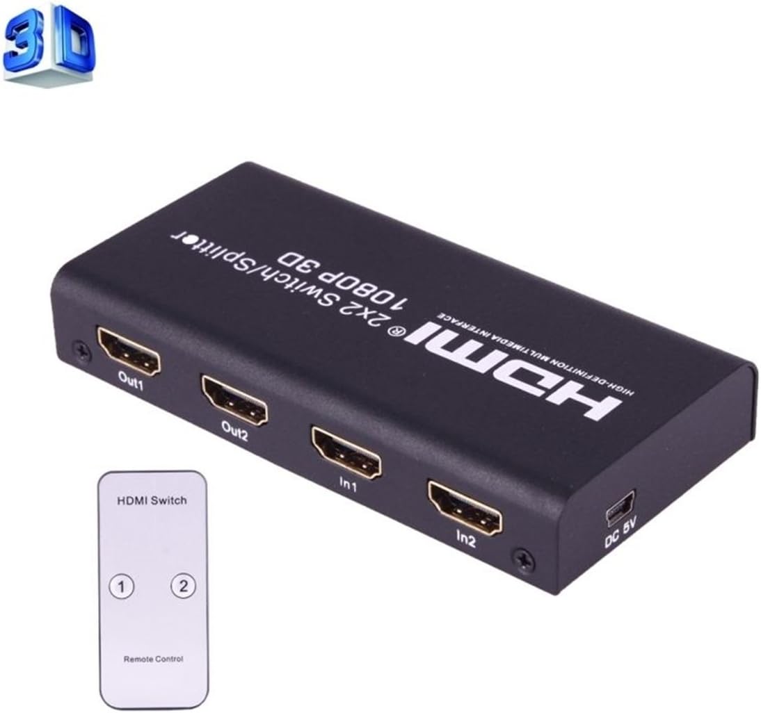 Amplify Selector Switch Splitter 2x2 HDMI Remote 2-in 2-out 3D 1080P