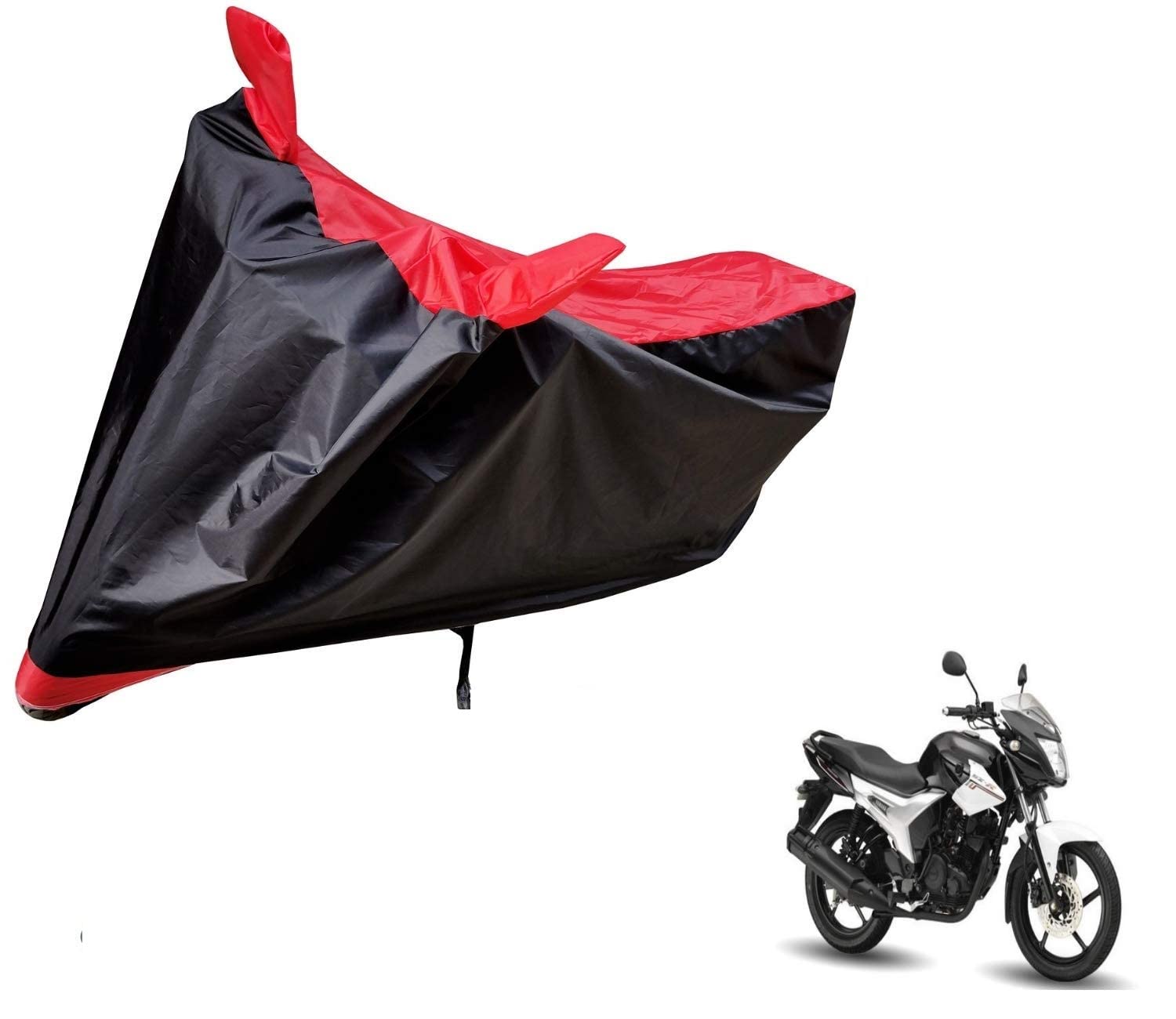 Auto Hub Bike Cover Compatible with Yamaha SZ-R with Mirror Pocket, Dustproof, Heat Resistant, Triple Stitched, SZ-R Bike Cover- Black, Red