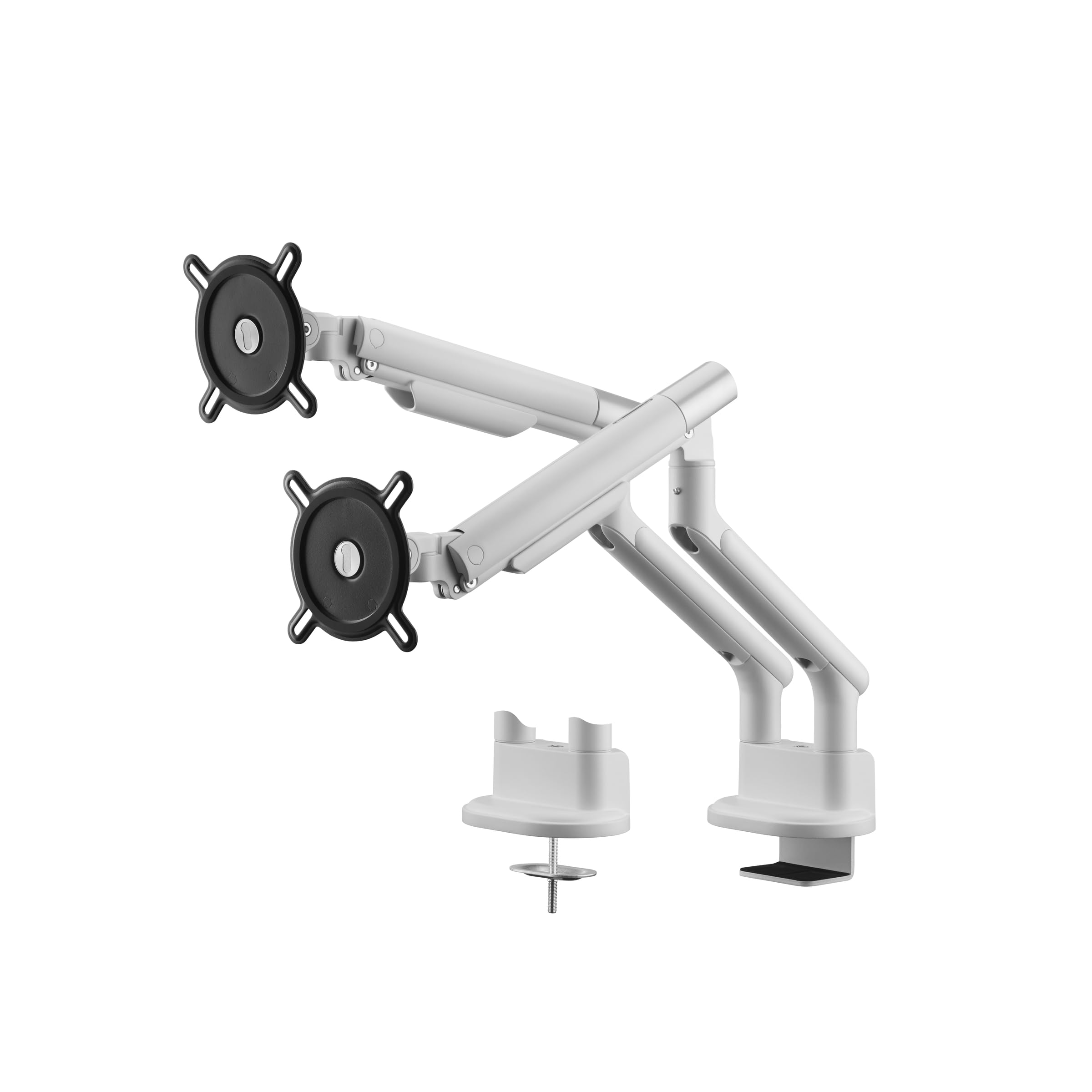 Braccio universale per Doppio monitor One for All - 13-35 pollici -VESA 75/100 mm -Regolazione dell'altezza- Inclinazione (80°), rotazione (180°) e rotazione (360°) -9kg per schermo -Bianco (DM7220)