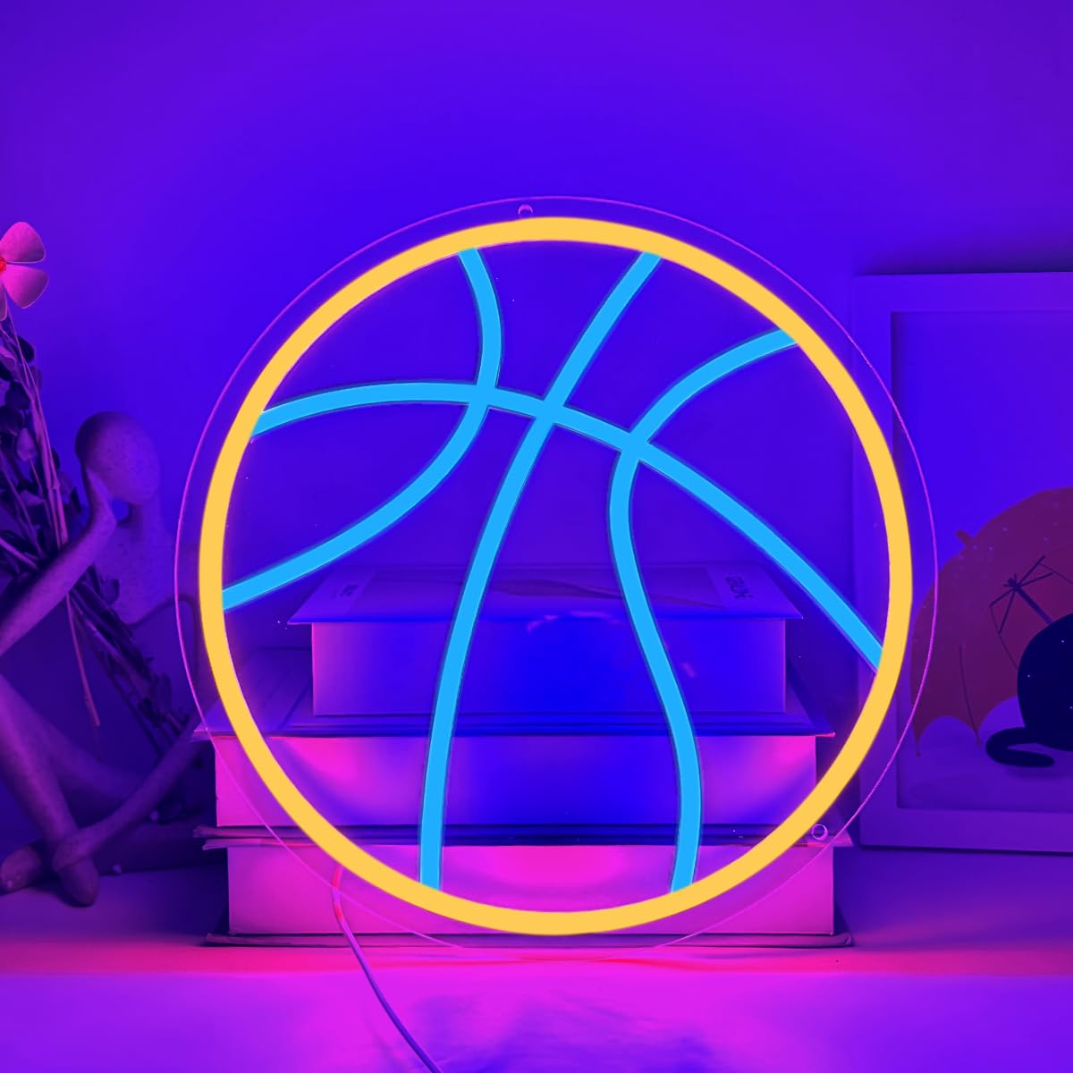 Panneau Neon Basketball Sportif Enseignes Lumineuses pour Chambre à Coucher Décoration Murale