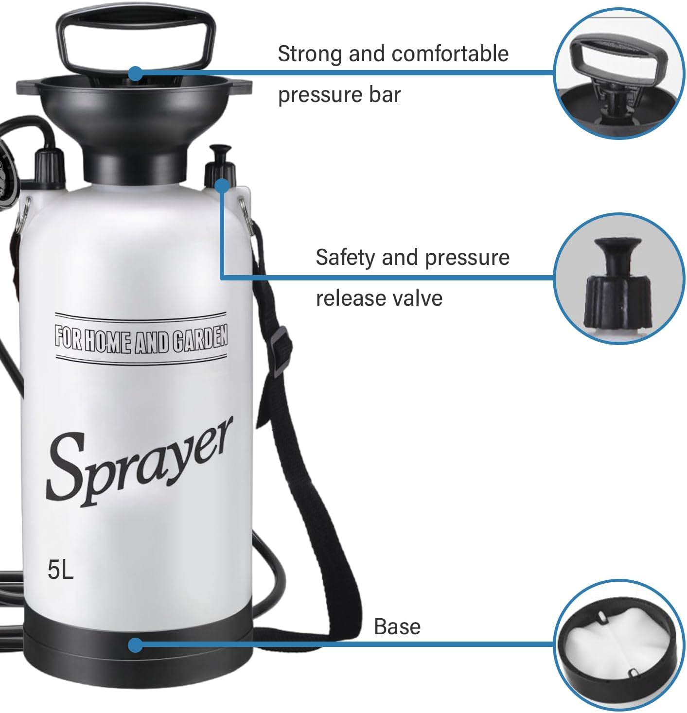 Portable Camping Shower - 5L/8L/10L Manual Pressure Outdoor Shower with Spray Nozzle for Beach Surfing, Construction Site & Student Dormitory (8L)