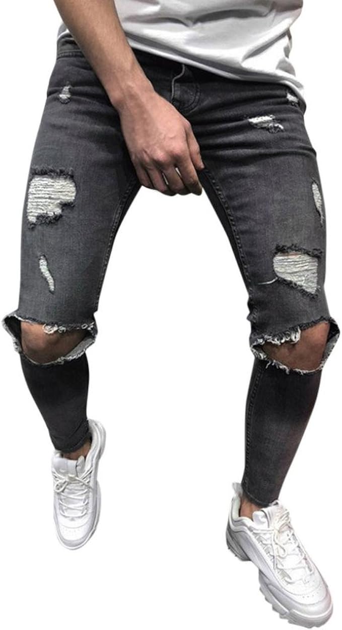 Rambling Hot Style - Pantalones de mezclilla elásticos para hombre,  rasgados y ajustados : Ropa, Zapatos y Joyería - Amazon.com