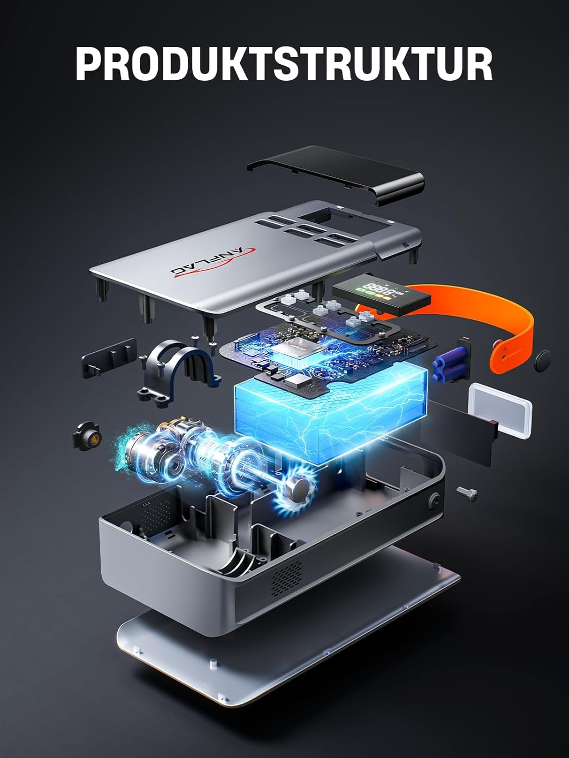 Starthilfe Powerbank für Pkw mit Kompressor 150PSI, ANFLAG 5500A Auto Starthilfe Powerbank für All Benzin und 12.0L Dieselmotor, Starter Powerbank mit Zwangsstart, Taschenlampe und LCD Bildschirm